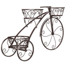 Tricycle Plant Stand Flower Pot Cart Holder with 3 Hollowed Baskets-Bronze