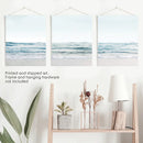 Blue Waves, Sandy Beach. Minimalist 3 Piece Wall Decor by Wall Art Set