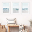 Blue Waves, Sandy Beach. Minimalist 3 Piece Wall Decor by Wall Art Set