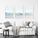 Blue Waves, Sandy Beach. Minimalist 3 Piece Wall Decor by Wall Art Set