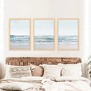 Blue Waves, Sandy Beach. Minimalist 3 Piece Wall Decor by Wall Art Set