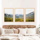Foggy Mountains and Green Forest. Photo Triptych by Wall Art Set