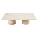 Natural Travertine Designer Coffee Table with Sculptural Bowl Shaped Legs 32x47x14