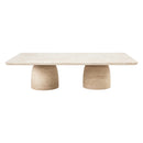 Troia Light Travertine Designer Coffee Table Bowl Shape Legs (W)32" (L)47" (H)14"