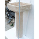 Light Travertine Pedestal Bathroom Sink With Honed Finish 33.5 Inches High