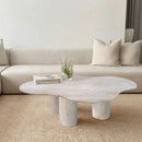 Travertine Coffee Table Cylinder Legs - Polished 50 x 35 inch