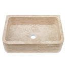 Light Travertine Farmhouse Apron Sink 18x27.5x7 - Handcrafted Turkish Stone Bathroom Faucet Set