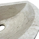 Natural Light Travertine Half Round Wall-Mounted Bathroom Sink Basin 16by10 Inches