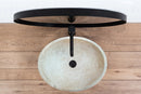 Travertine Oval Vessel Sink 16x21 Beige Handcrafted Natural Stone Bathroom Fixture
