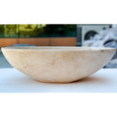 Travertine Oval Vessel Sink 16x21 Beige Handcrafted Natural Stone Bathroom Fixture