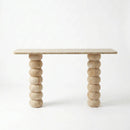 Light Travertine Natural Stone Designer Console Table - Premium Handcrafted Honed Finish