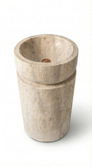 Luxury Travertine Pedestal Sink 18X18 Hand Carved Natural Stone Bathroom