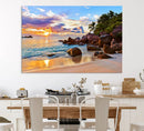Tropical Beach Sunset Canvas Print, Ocean Waves and Rocky by MyGreatCanvas | Canvas Wall Art Prints | Photo Prints & Wall Decor