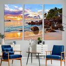 Tropical Beach Sunset Canvas Print, Ocean Waves and Rocky by MyGreatCanvas | Canvas Wall Art Prints | Photo Prints & Wall Decor