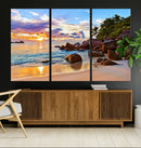 Tropical Beach Sunset Canvas Print, Ocean Waves and Rocky by MyGreatCanvas | Canvas Wall Art Prints | Photo Prints & Wall Decor