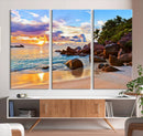 Tropical Beach Sunset Canvas Print, Ocean Waves and Rocky by MyGreatCanvas | Canvas Wall Art Prints | Photo Prints & Wall Decor