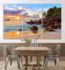 Tropical Beach Sunset Canvas Print, Ocean Waves and Rocky by MyGreatCanvas | Canvas Wall Art Prints | Photo Prints & Wall Decor
