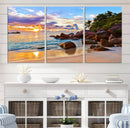 Tropical Beach Sunset Canvas Print, Ocean Waves and Rocky by MyGreatCanvas | Canvas Wall Art Prints | Photo Prints & Wall Decor