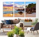 Tropical Beach Sunset Canvas Print, Ocean Waves and Rocky by MyGreatCanvas | Canvas Wall Art Prints | Photo Prints & Wall Decor