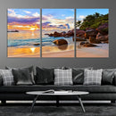Tropical Beach Sunset Canvas Print, Ocean Waves and Rocky by MyGreatCanvas | Canvas Wall Art Prints | Photo Prints & Wall Decor