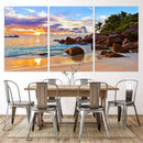Tropical Beach Sunset Canvas Print, Ocean Waves and Rocky by MyGreatCanvas | Canvas Wall Art Prints | Photo Prints & Wall Decor