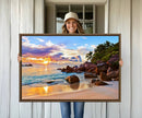 Tropical Beach Sunset Canvas Print, Ocean Waves and Rocky by MyGreatCanvas | Canvas Wall Art Prints | Photo Prints & Wall Decor