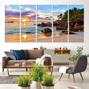 Tropical Beach Sunset Canvas Print, Ocean Waves and Rocky by MyGreatCanvas | Canvas Wall Art Prints | Photo Prints & Wall Decor