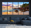 Tropical Beach Sunset Canvas Print, Ocean Waves and Rocky by MyGreatCanvas | Canvas Wall Art Prints | Photo Prints & Wall Decor