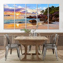 Tropical Beach Sunset Canvas Print, Ocean Waves and Rocky by MyGreatCanvas | Canvas Wall Art Prints | Photo Prints & Wall Decor