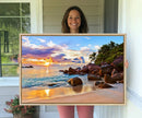Tropical Beach Sunset Canvas Print, Ocean Waves and Rocky by MyGreatCanvas | Canvas Wall Art Prints | Photo Prints & Wall Decor