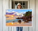 Tropical Beach Sunset Canvas Print, Ocean Waves and Rocky by MyGreatCanvas | Canvas Wall Art Prints | Photo Prints & Wall Decor