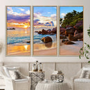 Tropical Beach Sunset Canvas Print, Ocean Waves and Rocky by MyGreatCanvas | Canvas Wall Art Prints | Photo Prints & Wall Decor