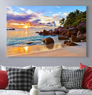 Tropical Beach Sunset Canvas Print, Ocean Waves and Rocky by MyGreatCanvas | Canvas Wall Art Prints | Photo Prints & Wall Decor