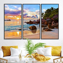 Tropical Beach Sunset Canvas Print, Ocean Waves and Rocky by MyGreatCanvas | Canvas Wall Art Prints | Photo Prints & Wall Decor