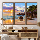 Tropical Beach Sunset Canvas Print, Ocean Waves and Rocky by MyGreatCanvas | Canvas Wall Art Prints | Photo Prints & Wall Decor