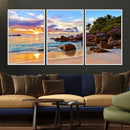 Tropical Beach Sunset Canvas Print, Ocean Waves and Rocky by MyGreatCanvas | Canvas Wall Art Prints | Photo Prints & Wall Decor