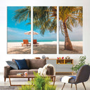 Tropical Beach Wall Art | 3-Panel Large Canvas Print with