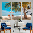 Tropical Beach Wall Art | 3-Panel Large Canvas Print with