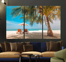 Tropical Beach Wall Art | 3-Panel Large Canvas Print with