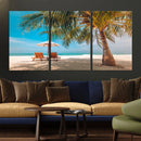 Tropical Beach Wall Art | 3-Panel Large Canvas Print with