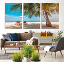 Tropical Beach Wall Art | 3-Panel Large Canvas Print with