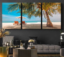 Tropical Beach Wall Art | 3-Panel Large Canvas Print with