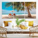 Tropical Beach Wall Art | 3-Panel Large Canvas Print with