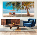 Tropical Beach Wall Art | 3-Panel Large Canvas Print with