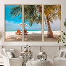 Tropical Beach Wall Art | 3-Panel Large Canvas Print with