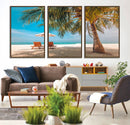 Tropical Beach Wall Art | 3-Panel Large Canvas Print with