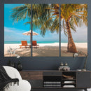 Tropical Beach Wall Art | 3-Panel Large Canvas Print with