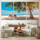 Tropical Beach Wall Art | 3-Panel Large Canvas Print with