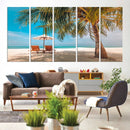 Tropical Beach Wall Art | 3-Panel Large Canvas Print with
