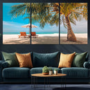 Tropical Beach Wall Art | 3-Panel Large Canvas Print with